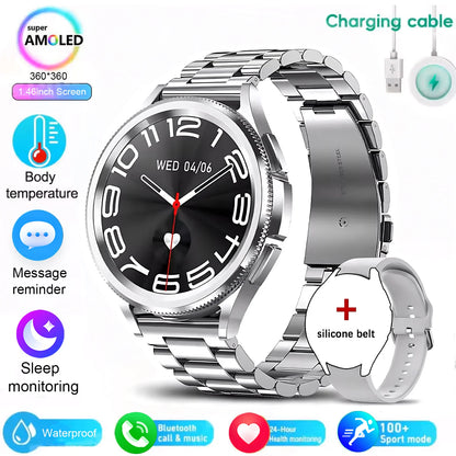 2025 New Watch 6 Smartwatch Men's AMOLED Always On Display Bluetooth Call GPS NFC Smart Watch Android IOS For Samsung Galaxy