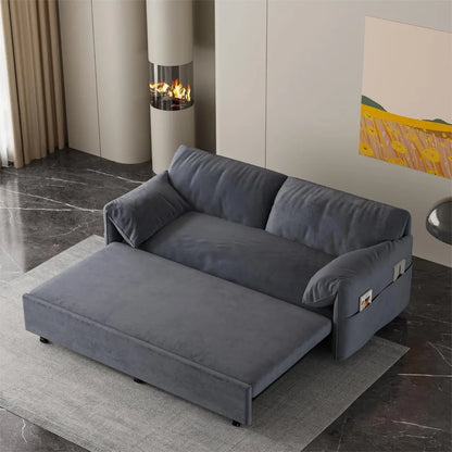 3 in 1 Convertible Queen Sleeper Sofa Bed Comfy Pull Out Futon Couch Bed 63.8" Modern Velvet Recliner Loveseat Sofa Multi-Functi