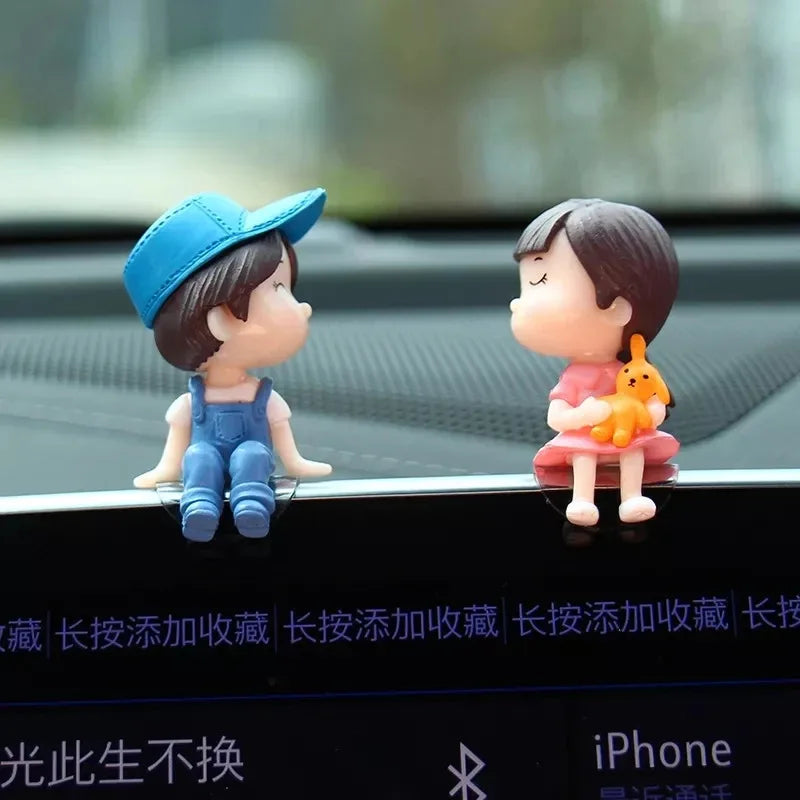 1/2/4pcs Car Decoration Cartoon Couple Action Doll Balloon Decoration Car Interior Dashboard Accessories Girl Gift