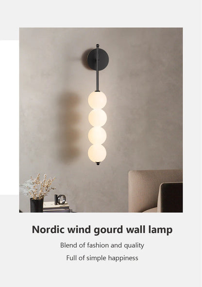 Nordic Wind Gourd Wall Lamp Minimalist LED Milky White Light For Living Room Study Bedroom Bedside Home Decoration Light Fixture