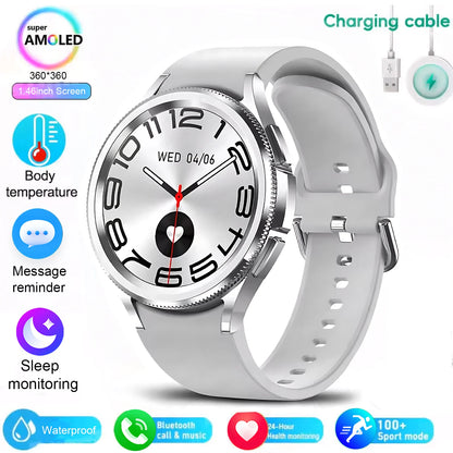 2025 New Watch 6 Smartwatch Men's AMOLED Always On Display Bluetooth Call GPS NFC Smart Watch Android IOS For Samsung Galaxy