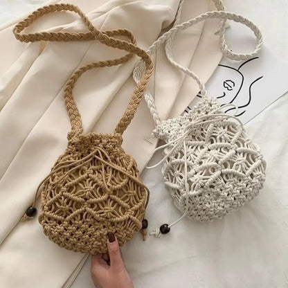 2024 New Summer Fashion Handmade Bucket Bags for Women Shoulder Crossbody Bag Female Handbag