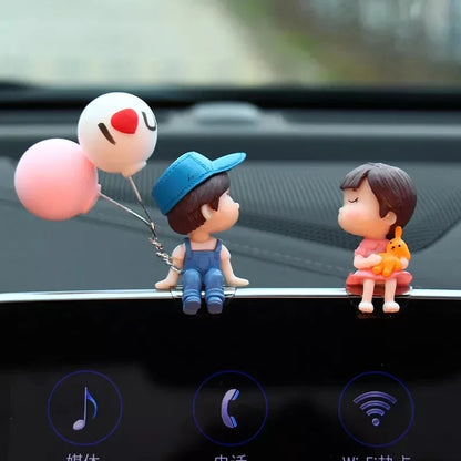 1/2/4pcs Car Decoration Cartoon Couple Action Doll Balloon Decoration Car Interior Dashboard Accessories Girl Gift